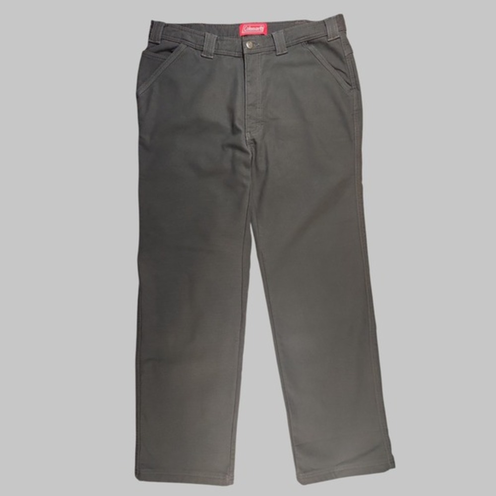 Coleman Men's Fleece Lined Carpenter Pants 36X32 Grey Canvas Utility Work NWOT